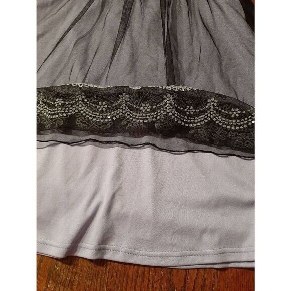 Small Purple Black Mesh Overlay Sleeveless Embellished Mini Dress Prom Wedding - Picture 5 of 6